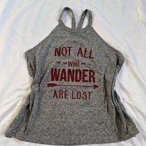 Stranded Heather Gray Tank Top with Maroon Print